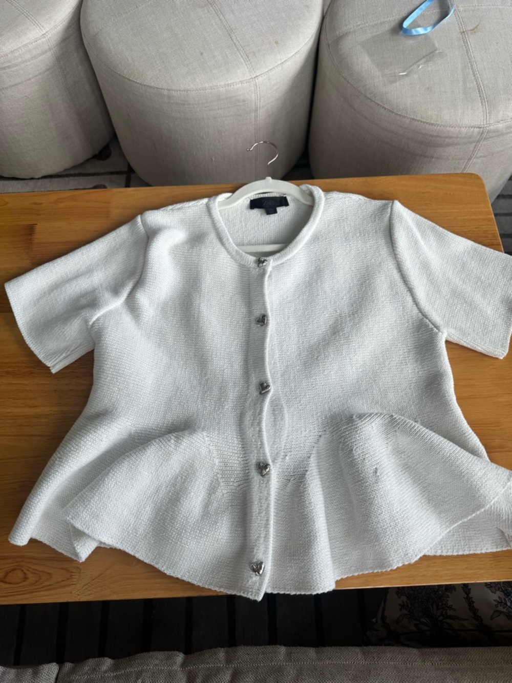 ZARA Peplum Heart Button Down Knit Top